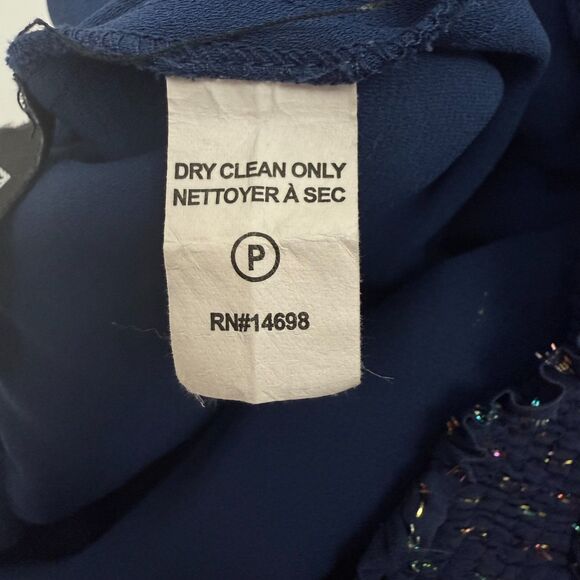 RAMY BROOK Tabitha Skirt M Navy Metallic Chiffon Party Mini Pull On EUC B11 - Picture 6 of 6